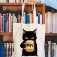 Nope Coffee Cat – Introvert Humor Monday Kitty Canvas Tote Bag