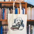 Old English Sheepdog Books Reading Dog Breed Graphic Canvas Tote Bag