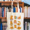 Orange Cats Reading Books Cat Lover Canvas Tote Bag