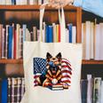 Patriotic German Shepherd Books Baseball USA Flag Vintage Canvas Tote Bag