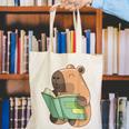 Pet Capybara Is Reading Library Capy Word Book Day Teacher Men Women Kids Canvas Tote Bag