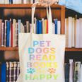 Pet Dogs Read Books Be Happy Dog Lover Canvas Tote Bag