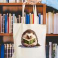 Porcupine Reading Book Hedgehog Book Lover Canvas Tote Bag