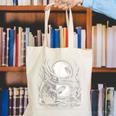 Rabbit Reading Book Full Moon Lake Scenery Canvas Tote Bag