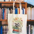 Raccoon Books Reading Flowers Canvas Tote Bag