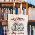 Read Books Be Kind Stay Weird Bookish Cowboy Reading Raccoon Canvas Tote Bag