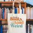 Read Books Be Kind Stay Weird Retro Bookworm Book Lover Canvas Tote Bag