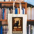 The Reader Cat Book Reading Halloween Tarot Card Canvas Tote Bag
