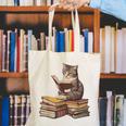 Reading Cat Book Lover Canvas Tote Bag