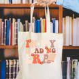 In My Reading Era Groovy Book Lovers Library Reading Women Canvas Tote Bag