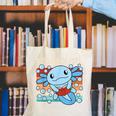Readsolotl Blue Kawaii Axolotl Book Lover Reading Retro Canvas Tote Bag Readsolotl Blue Kawaii Axolotl Book Lover Reading Retro Canvas Tote Bag