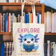 Readsolotl Kawaii Axolotl Book Lover Reading Canvas Tote Bag