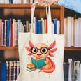 Readsolotl Kawaii Axolotl Reading Book Lover Canvas Tote Bag