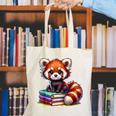 Red Panda Books Lover Reading Bookworm Canvas Tote Bag