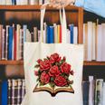 Red Roses Flowers Book Floral Canvas Tote Bag