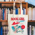 Retro Book Girl Summer For Women Beach Reading Canvas Tote Bag