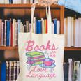 Retro Books Are My Love Language Valentine Book Lovers Canvas Tote Bag Retro Books Are My Love Language Valentine Book Lovers Canvas Tote Bag