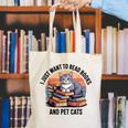 Retro I Just Want To Read Books And Pet Cats Cat Canvas Tote Bag