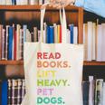 Retro Read Books Lift Heavy Pet Dogs Gym Book Lover Canvas Tote Bag