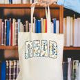 Retro Read Floral Reading Bookworm Librarian Book Lover Canvas Tote Bag