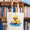 Rubber Duck Reading Book Swim Rubber Duckling Rubber Duckie Canvas Tote Bag