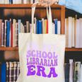 In My School Librarian Era Groovy Back To School Book Lover Canvas Tote Bag