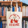 He Sees What You'Ve Been Reading Santa Book Canvas Tote Bag He Sees What You'Ve Been Reading Santa Book Canvas Tote Bag