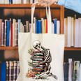 Skeleton Reading Book Halloween Bookworm Bibliophile Reader Canvas Tote Bag