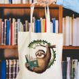 Sloth Reading a Book Lazy Sloth Bookworm Canvas Tote Bag