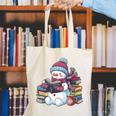 Snowman Reading Book Lovers Christmas Bookworm Librarian Canvas Tote Bag
