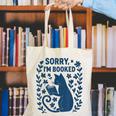 Sorry I'm Booked Cat Reading Book Boho Flowers Vintage Canvas Tote Bag Sorry I'm Booked Cat Reading Book Boho Flowers Vintage Canvas Tote Bag