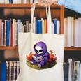 Spooky Grim Reaper Reading A Book Cute Creepy Halloween Canvas Tote Bag
