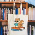 Squirrel Reading Book Glasses Bookworm Librarian Canvas Tote Bag