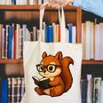 Squirrel Reading Book Lover Canvas Tote Bag