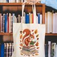 Squirrel Reading Book Lovers Fall Leaves Library Books Canvas Tote Bag Squirrel Reading Book Lovers Fall Leaves Library Books Canvas Tote Bag