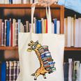 Teacher Shirt Giraffe Holding Books Bookworm Librarian Canvas Tote Bag
