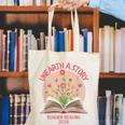 Unearth a Story 2026 Summer Reading Program Flowers Book Canvas Tote Bag