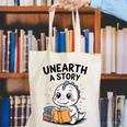 Unearth a Story Cute Dinosaur Summer Reading 2026 Dino Book Canvas Tote Bag