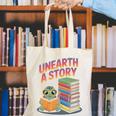 Unearth A Story Cute Turtle Reading Books Librarian Canvas Tote Bag Unearth A Story Cute Turtle Reading Books Librarian Canvas Tote Bag