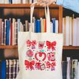 Valentine Teacher Coquette Bow Pencil Heart Book Girl Women Canvas Tote Bag Valentine Teacher Coquette Bow Pencil Heart Book Girl Women Canvas Tote Bag