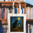 Van Gogh Starry Night Art Cat And Book Lovers Premium Tri-Blend Canvas Tote Bag
