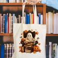 Vintage Ghost Book Reading Pumpkin Gothic Halloween Teachers Canvas Tote Bag Vintage Ghost Book Reading Pumpkin Gothic Halloween Teachers Canvas Tote Bag