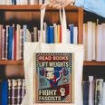 Vintage Style Read Books Lift Weights Fight Fascists Retro Canvas Tote Bag Vintage Style Read Books Lift Weights Fight Fascists Retro Canvas Tote Bag