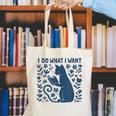 I Do What I Want Cat Reading Book Boho Flowers Vintage Canvas Tote Bag
