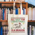 All I Want For Christmas Is A Dragon & Books Ugly Sweater Canvas Tote Bag All I Want For Christmas Is A Dragon & Books Ugly Sweater Canvas Tote Bag