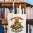 Wild About Reading Sloth Coffee Teacher Book Lover Canvas Tote Bag