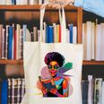 Woman Reading Book Lover Geometric Girl Afro History Canvas Tote Bag