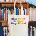 Women's Read Books Be Kind Stay Weird Book Lover Rainbow Canvas Tote Bag Women's Read Books Be Kind Stay Weird Book Lover Rainbow Canvas Tote Bag