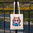 Adorable Book Lover Maine Coon Cat With Reading Glasses Cute Canvas Tote Bag Adorable Book Lover Maine Coon Cat With Reading Glasses Cute Canvas Tote Bag