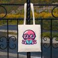Adorable Book Lover Octopus With Reading Glasses Cute Canvas Tote Bag